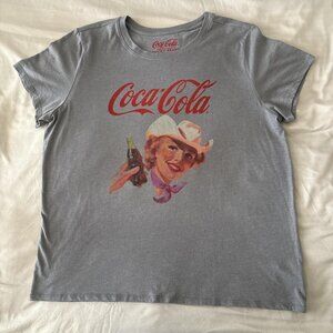 Coca Cola Lucky Brand Grey Cowgirl Graphic Tee